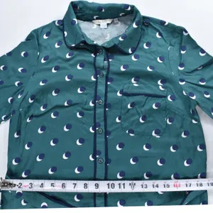 Boden Teal Green Crescent Moon Polka Dot Shirt Dress US 8R Navy Piping Belted thumbnail 7