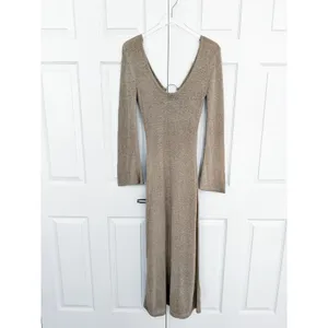 VICI All For Sun O-Ring Knit Maxi Dress Beige Tan Cover Up Bodycon Beach Resort thumbnail 7