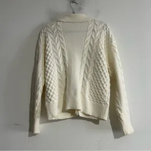 Parker Johnny Collar Cable Knit Cardigan Antique White Small Preppy Fisherman thumbnail 8