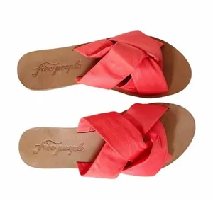 Free People Sandal Rio Vista Neon Coral Slide Leather Sandals Womens Size 36 | 6 thumbnail 3