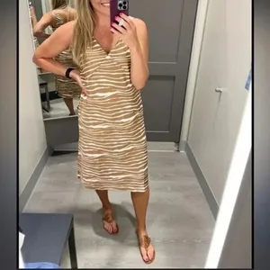 ✨A New Day Women's Slip Sz Small Dress Brown Zebra Striped✨ thumbnail 2