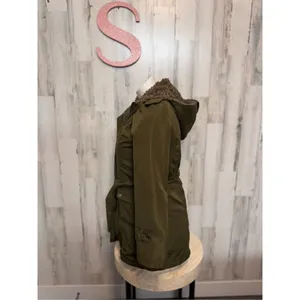 JYY Faux Fur Jacket Removable Raincoat Green Size S thumbnail 2