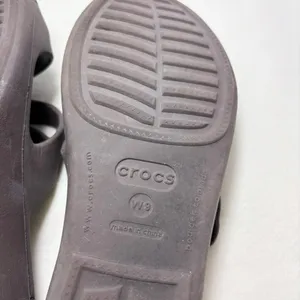 Crocs Brown Criss Cross Rubber Slide On Wedge‎ Sandals Size 9 Women's thumbnail 9