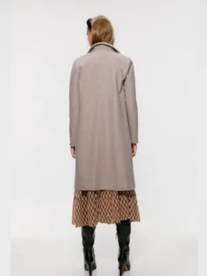 Zara Classic Grey Long Coat for Women Size L thumbnail 5