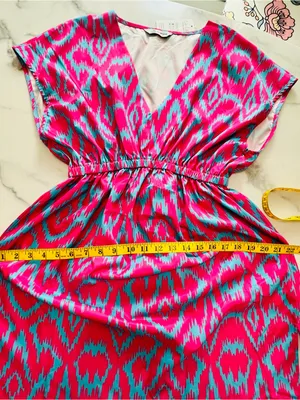 Cupshe Pink & Aqua V-Neck Elastic-Waist Beach Coverup thumbnail 7