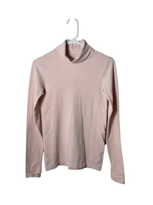 Athleta Flurry Endeavor Ribbed Turtleneck Top Thumbholes Pink Small thumbnail 6