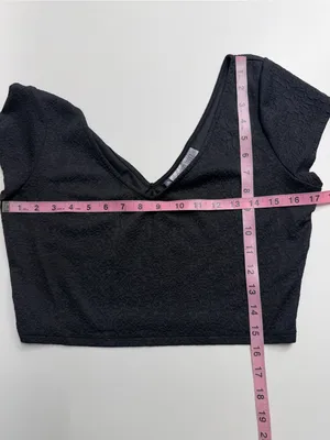 Black textured crop top grunge goth punk going out club top minimalist large thumbnail 3