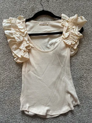 Ulla Johnson Ruffle Sleeve Scoop Neck Tank Top - Cream thumbnail 3