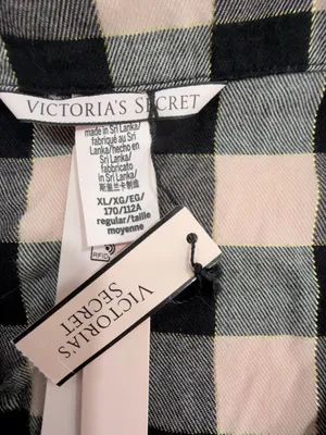 Victoria's Secret Black and pink Plaid Button-Down Pajama Set thumbnail 3