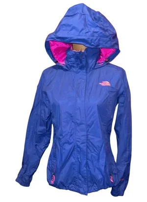 Womens Blue The North Face Lined Hooded Windbreaker Hyvent Jacket Size Medium thumbnail 1