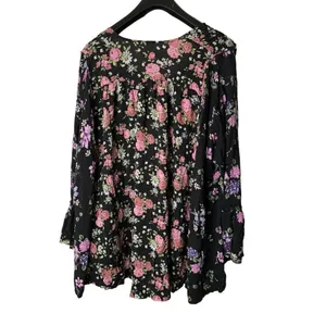 Free People floral blouse top black women's size small NEW NWT thumbnail 3