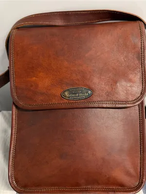 GVB Natural World Brown Genuine Leather Messenger Crossbody Satchel Bag Vintage thumbnail 1