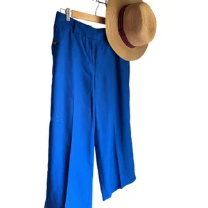 Talbots Blue Linen Blend Wide Leg Crop Pants Women's Small NWOT Coastal Career thumbnail 3