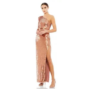 Mac Duggal 10788‎ One Sleeve High Slit Sequined Dress - Size 10 - Copper - NWT thumbnail 3
