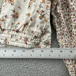 American Eagle Floral Long Sleeve Crop Top Cottagecore Boho‎ Women's Medium thumbnail 9