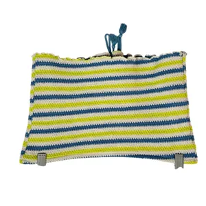 Urban Outfitters Women M Striped Lace Up Crochet Tube Top Blue Lime‎ thumbnail 10