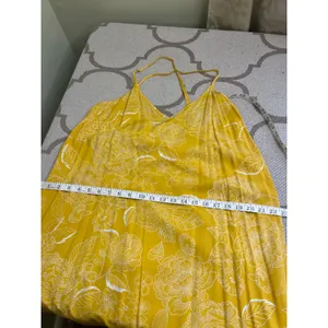 GAP crisscross straps midi side slits hanky yellow flowers dress, size medium thumbnail 10