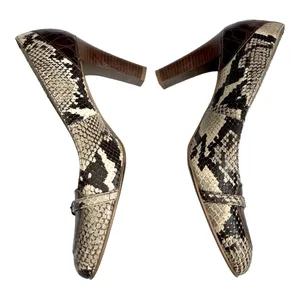 Franco Barbieri Italian Snakeskin Croc Trim Heeled Loafer Pumps 6.5 M thumbnail 12