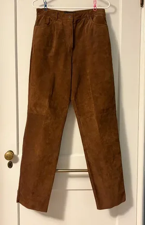 Bushwacker VTG 100% genuine leather pants brown high rise straight leg classic thumbnail 1