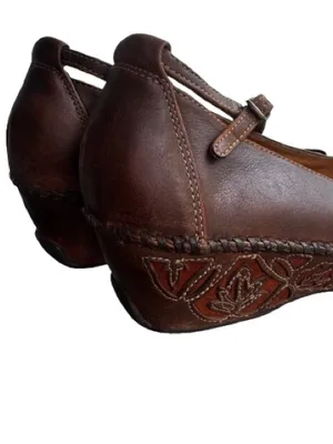Clark’s Artisan Collection Brown Leather Mary Jane Wedge Classic Comfort thumbnail 3
