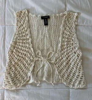 Knitted Beach Vest White Size M thumbnail 1