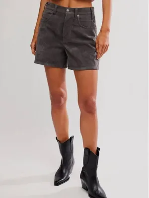 FREE PEOPLE NWT We The Free Tippie Vegan Suede Shorts / Dark Grey thumbnail 2