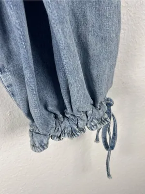 FREE PEOPLE Lotus Balloon Cuffed Hem Denim Blue Jeans Size 24 Boho Whimsical thumbnail 6