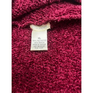 Maurices Womens XL Burgundy Boucle Hooded Sweater Cozy V-Neck Pullover Vintage thumbnail 3