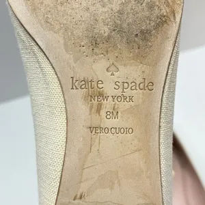Kate Spade Nelly Canvas Cap Toe Pointed Ballet Flats Beige Black Fringe Sz 8M thumbnail 11