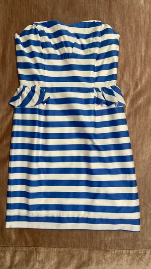 Lilly Pulitzer Strapless Mini Dress White and Blue thumbnail 7