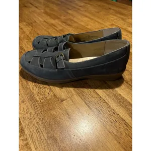 SOFTSPOTS Mary Jane‎ Woven Suede Flats Buckle Blue Cushioned Comfort Size 8.5WW thumbnail 2