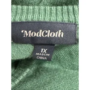 ModCloth Sweater ModCloth Cardigan Knit Sweater Women 1x Green Cardigan Sweater thumbnail 3