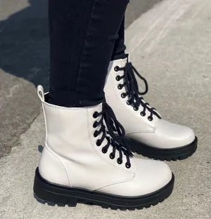 White Lace Up Combat Boots Size 8.5 thumbnail 1