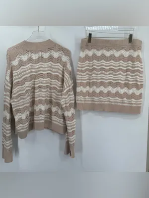 Anthropologie Pointelle sweater & skirt set size xl‎ thumbnail 4