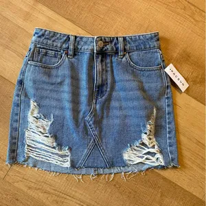 NWT PacSun size 24 or 0 denim distressed mini skirt blue country concert western thumbnail 1