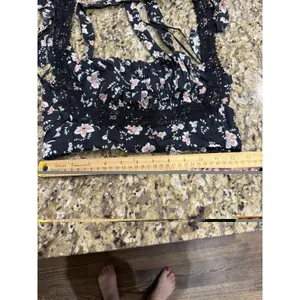 Free People Top Bijou Square Neck Floral Ruffle Sleeve Shoulder Tie Size 2‎ NEW thumbnail 4