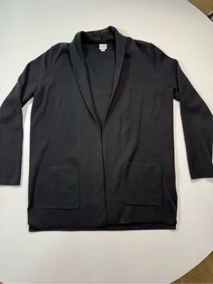 J. Crew 100% Cotton Black Open-Front Knit Cardigan thumbnail 2