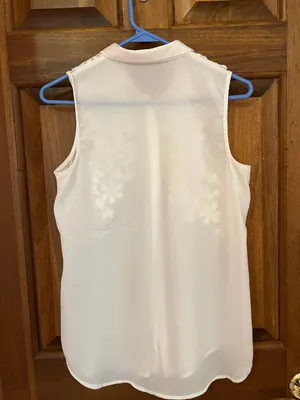 Sheer White Floral Blouse Tank thumbnail 3
