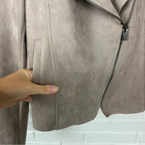 Carmen Carmen Marc Valvo Faux Suede Leather Moto Jacket Size S thumbnail 7