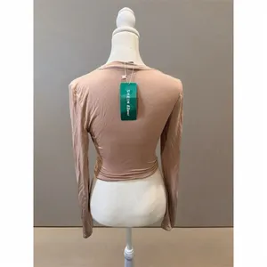 Shein Women's Beige Long‎ Sleeve Blouse S Crew Neck Casual Top thumbnail 2