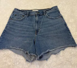 Abercrombie & Fitch Womens Dad Shorts HR Raw Hem 14 Denim Preppy Cotton Resort thumbnail 1