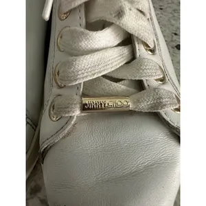 Jimmy Choo White Leather Low Top Gold Star Sneakers Shoes 35.5 5.5 thumbnail 4