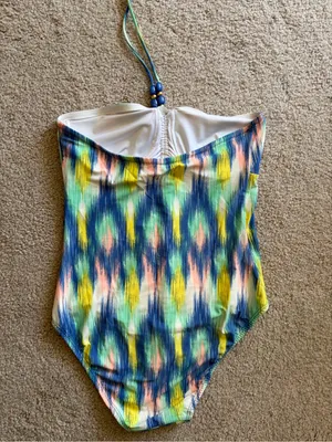 Shoshanna Ikat Rio Vista Bandeau Beaded Halter Maillot one piece Swimsuit Sz 10 thumbnail 8