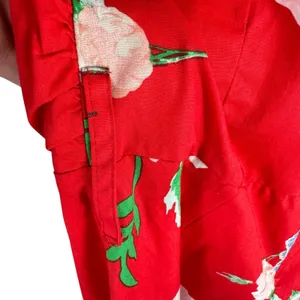 Miss Selfridge Red Floral 3/4 Ruffled Sleeve Fit‎ & Flare Mini Dress Size 2 thumbnail 5