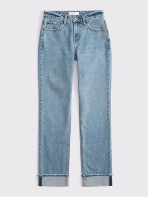 NEW Abercrombie & Fitch Curve Love 90s Straight Mid Rise Cuff Hem Jeans thumbnail 11