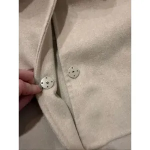 Collared beige wool blend lady jacket peacoat size small thumbnail 6