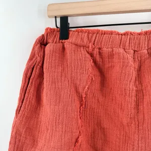 Blank NYC Shorts Size Medium Gauzy High Rise Rust Orange NWT Distressed Pullon thumbnail 8