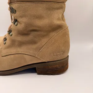 UGG Gradin Tan Suede Shearling Lined Lace Up Combat Boots Mid Calf Women US 9.5 thumbnail 8