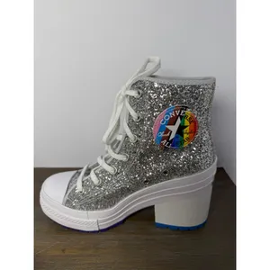 Converse Chuck 70 De‎ Luxe Heel Pride Silver Glitter Platform Boots W 7.5 M 5.5 thumbnail 3