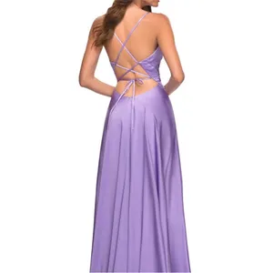La Femme 30662 Purple Lavender Lace Up Back Gown 0 thumbnail 2